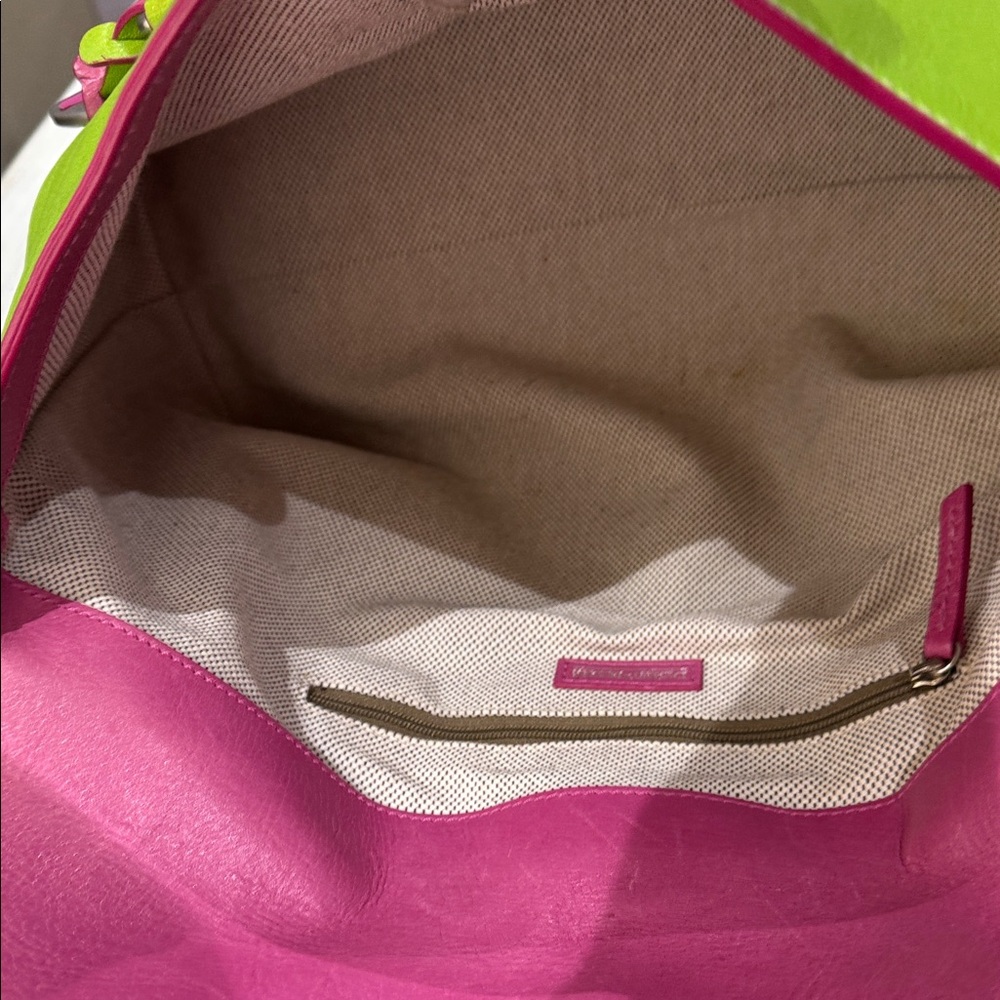 Vintage Rare Dooney & Bourke Vibrant Green and Pink Heart Buckle Shoulder Bag - Picture 14 of 15